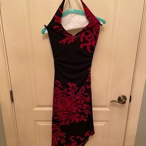 David Meister Asymmetrical Halter Dress Size 4